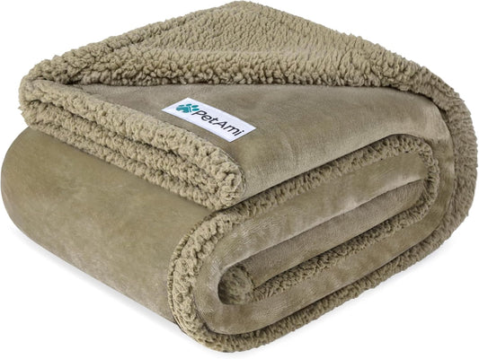 Waterproof Dog Blanket for Bed, Couch, Sofa | Waterproof Dog Bed Cover for Large Dogs, Puppies | Sherpa Fleece Pet Blanket Furniture Protector | Reversible Microfiber